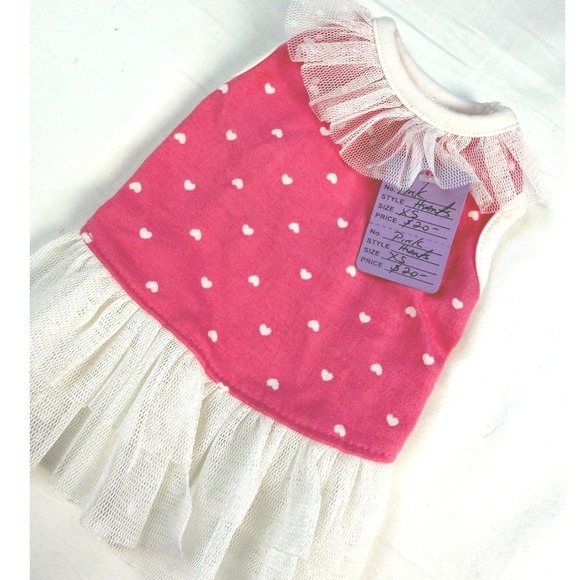 Unbranded Other - Boutique‎ Pet Dress XS Pink White Heart Tutu Ruffle Sleeveless Dog Cat NWT